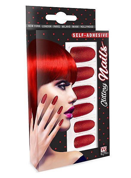 Glitter Vingernagels Rood