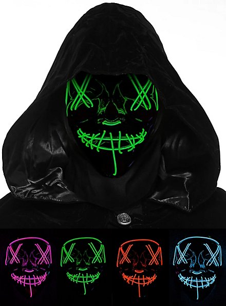 Glow in the Dark: Black cape with LED mask, Halloween set