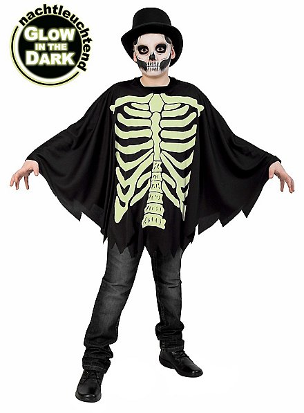 Glow in the Dark Skeleton Poncho for Kids
