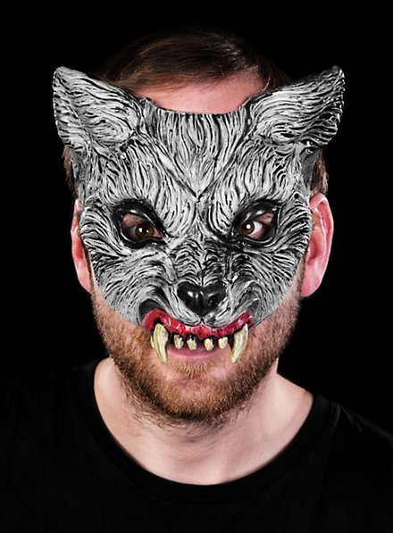 Grauer Wolf Halbmaske aus Latex