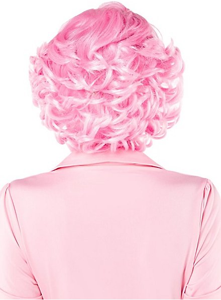 Lucoacos Grease Frenchy Perücke – Vintage-Look, Rosa, Lockig, Verstellbare Größe 53-63 Cm