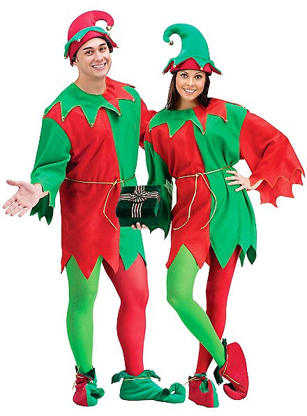 Grün-roter Weihnachtself Kostüm