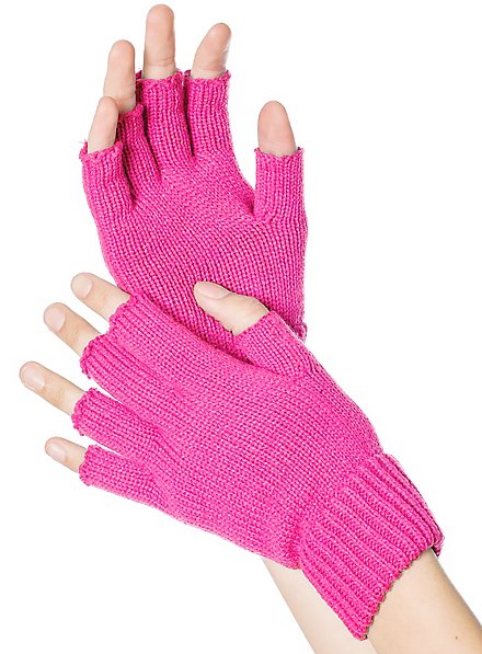 Guanti a maglia senza dita rosa