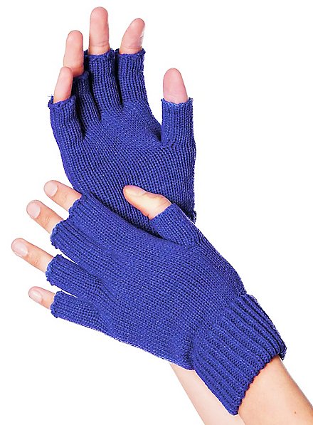 Guanti senza dita in tessuto blu