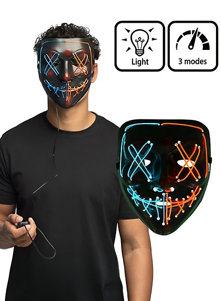 Halloween LED Maske blau-orange