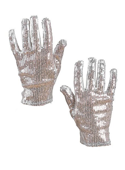 Handschuhe Pailletten silber
