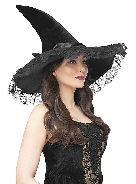 Hexenhut Für Damen – Weicher Wollmischgewebe Hut Für Halloween, Party Oder Alltag (Schwarz/Rot)