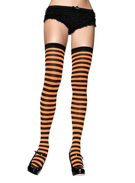 Hold up stockings black-orange ringed