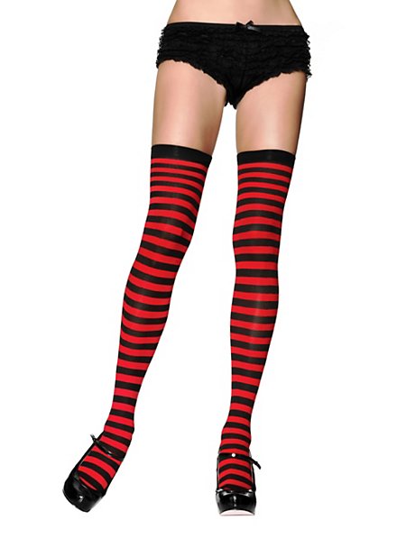 Hold up stockings black-red ringed