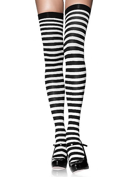Hold-up stockings black-white, striped