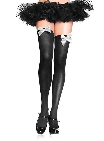 Hold up stockings with big bow black-white