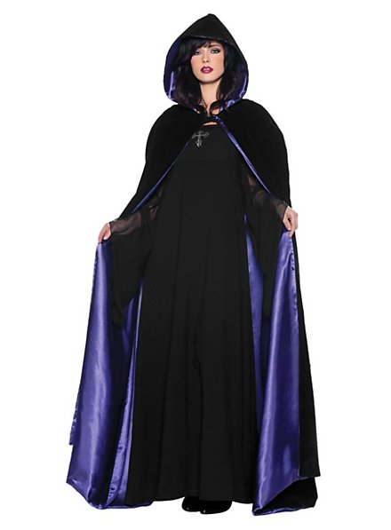 Hooded cape black-purple