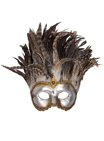 Incas Colombina argento piume miele  Venezianische Maske