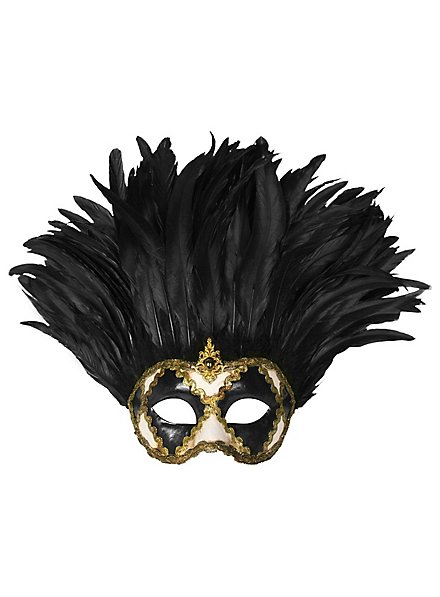 Incas Colombina bianco nero piume nere - masque vénitien