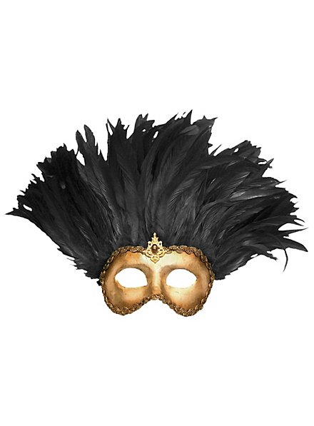 Incas Colombina oro con piume nere - Venezianische Maske