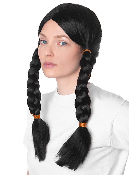 Black Wig With Braided Plaits - Maskworld.com