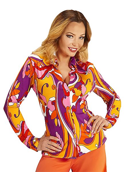 Jaren 70 Blouse Orchideeën