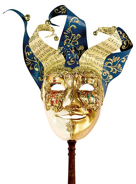 Jolly Carte Maschile oro bianco con bastone - Venetian Mask