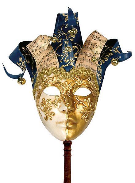 Jolly Colla oro bianco con bastone - Maschera veneziana