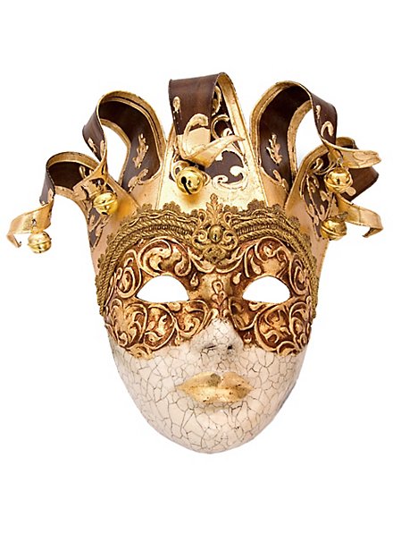 Jolly stucco Craquele cuoio Venetian Mask - maskworld.com