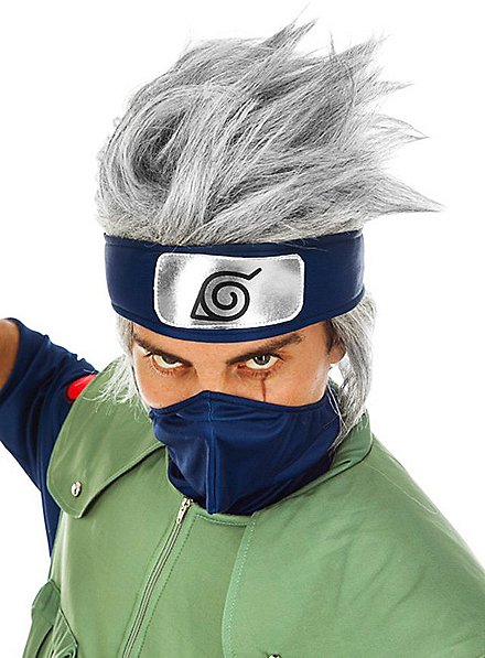 NARUTO Adult Kakashi Hatake Ninja Outfit Cosplay Costume Full Set with Face  Covering and Headband Wig