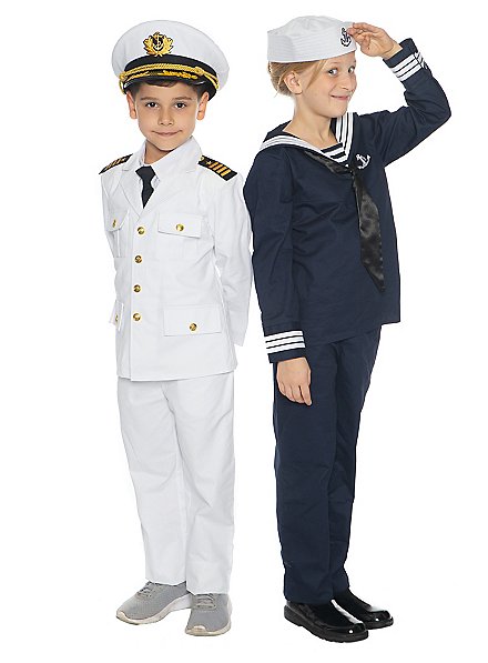 Kinder Kapitän Kostüm Seemann Pilot Kinderkostüm Offizier Pilotenkostüm M 140 cm 