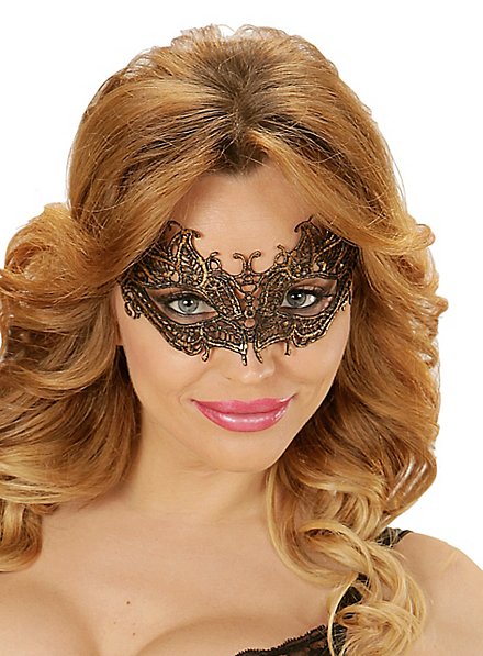Lace mask black-gold - maskworld.com