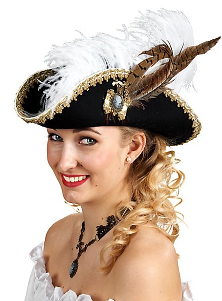 Ladies tricorn hat with gold border