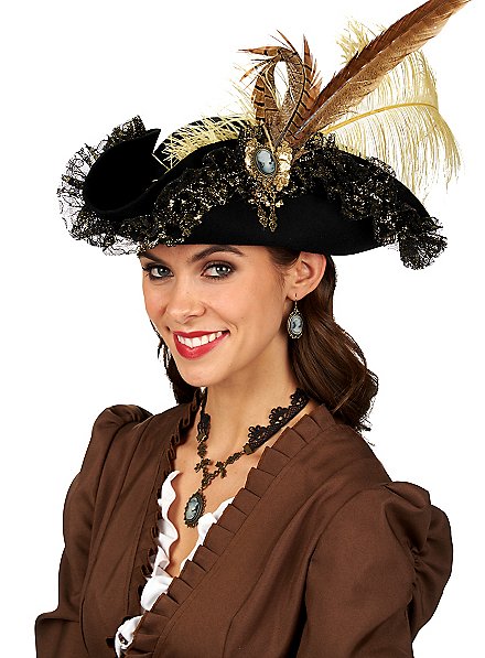 Ladies' tricorn hat with ruffle trim