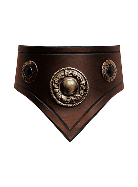 Leather Collar brown & gold 