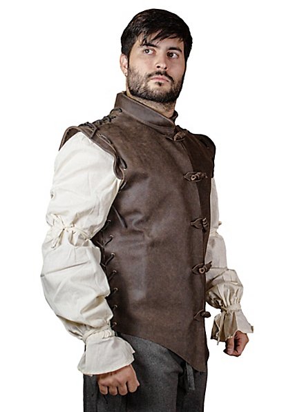 Leather jerkin - Diego, brown - maskworld.com