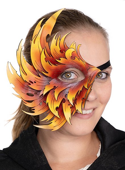 Leather Mask - Phoenix red-yellow - maskworld.com