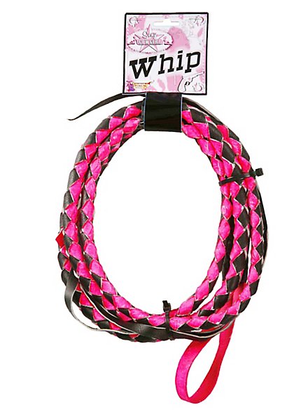 Leather whip black-pink