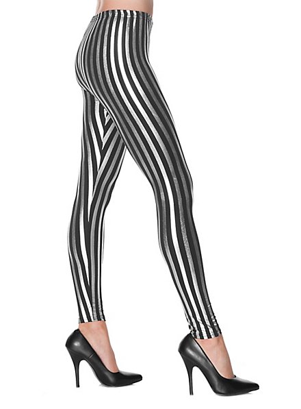 Leggings striped black-silver