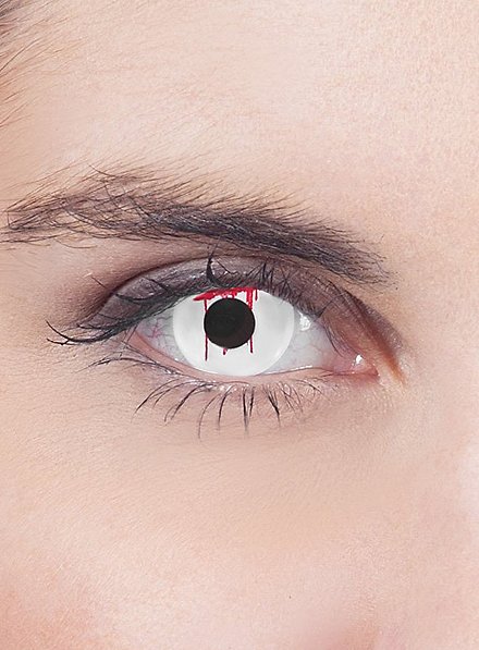 Lentille de contact correctrice œil sanglant blanc