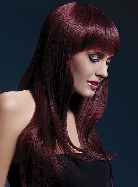 Long feather cut with pony wig cherry