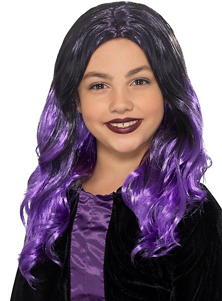 Longhair wig for children black-purple