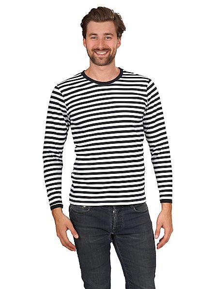 Maglia a righe di alta qualità a maniche lunghe in bianco e nero