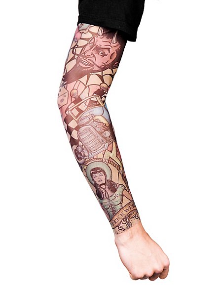 Manicotto Tattoo Finto Mezza Manica Checkers Charlotte Tribale W148 – Idea Regalo Carnevale, Festa, Scherzo