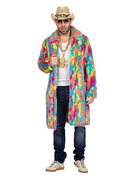 Manteau en fausse fourrure arc-en-ciel