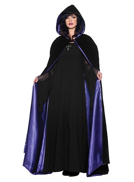 Mantella con cappuccio nero-viola