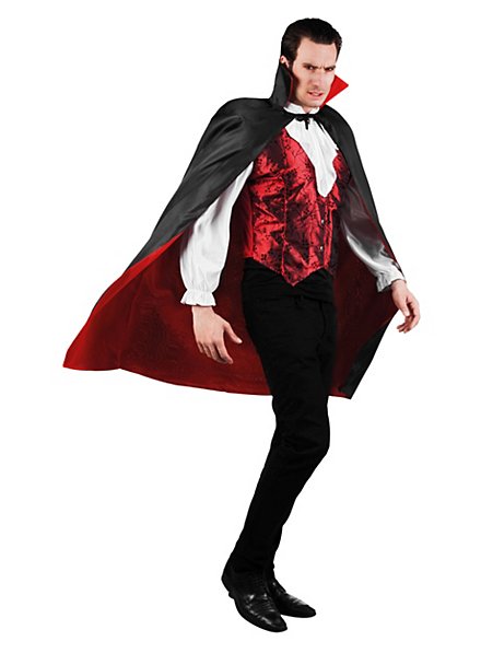 Mantello corto da vampiro reversibile nero e rosso