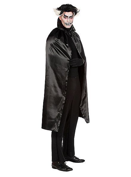 WELLXUNK Mantello Vampiro di Halloween, 140cm Mantello Cappuccio Nero