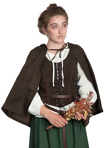 Mantello Medievale Con Cappuccio Per Bambini – Costume Vichingo O LARP – Colore Marrone, Adatto Per 9-11 Anni. Chiusura Con Bottone. - 2