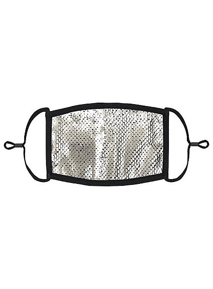 Mascarilla Boca-Nariz De Lentejuelas Reversibles Plata-Negro