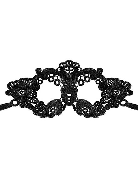 Maschera in pizzo nero con rose