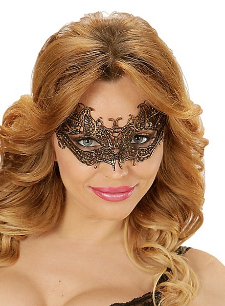 Maschera in pizzo nero e oro