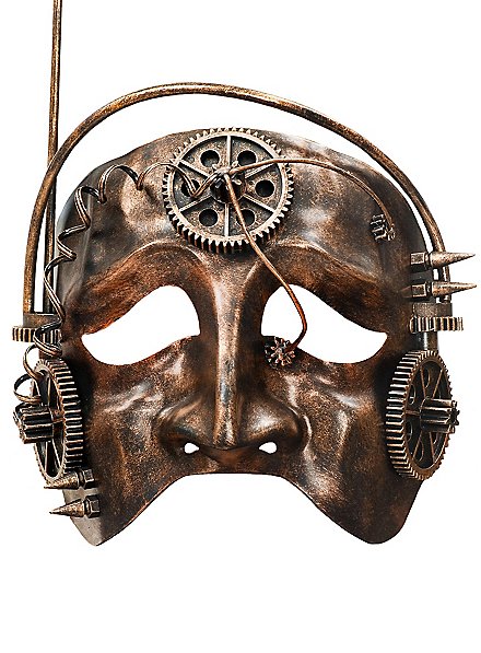 Maschera Steampunk Nera Con Ingranaggi E Tubi Gialli main image 1