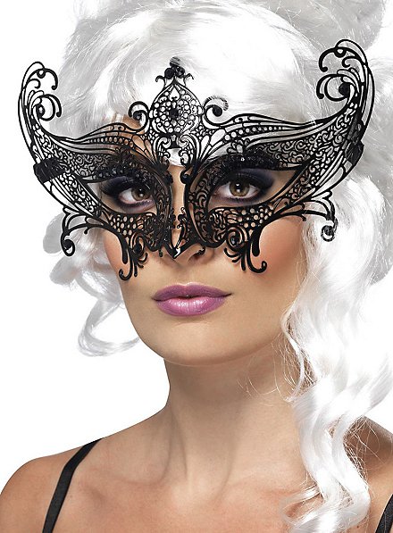 Maschera Farfalla In Pizzo Nero - Mascherina Sexy Con Laccetto In Raso, Misura Unica - Foto 5