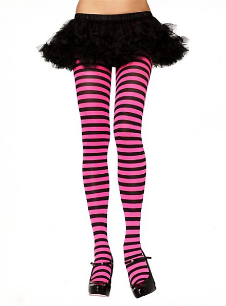 Medias A Rayas Negro-Rosa